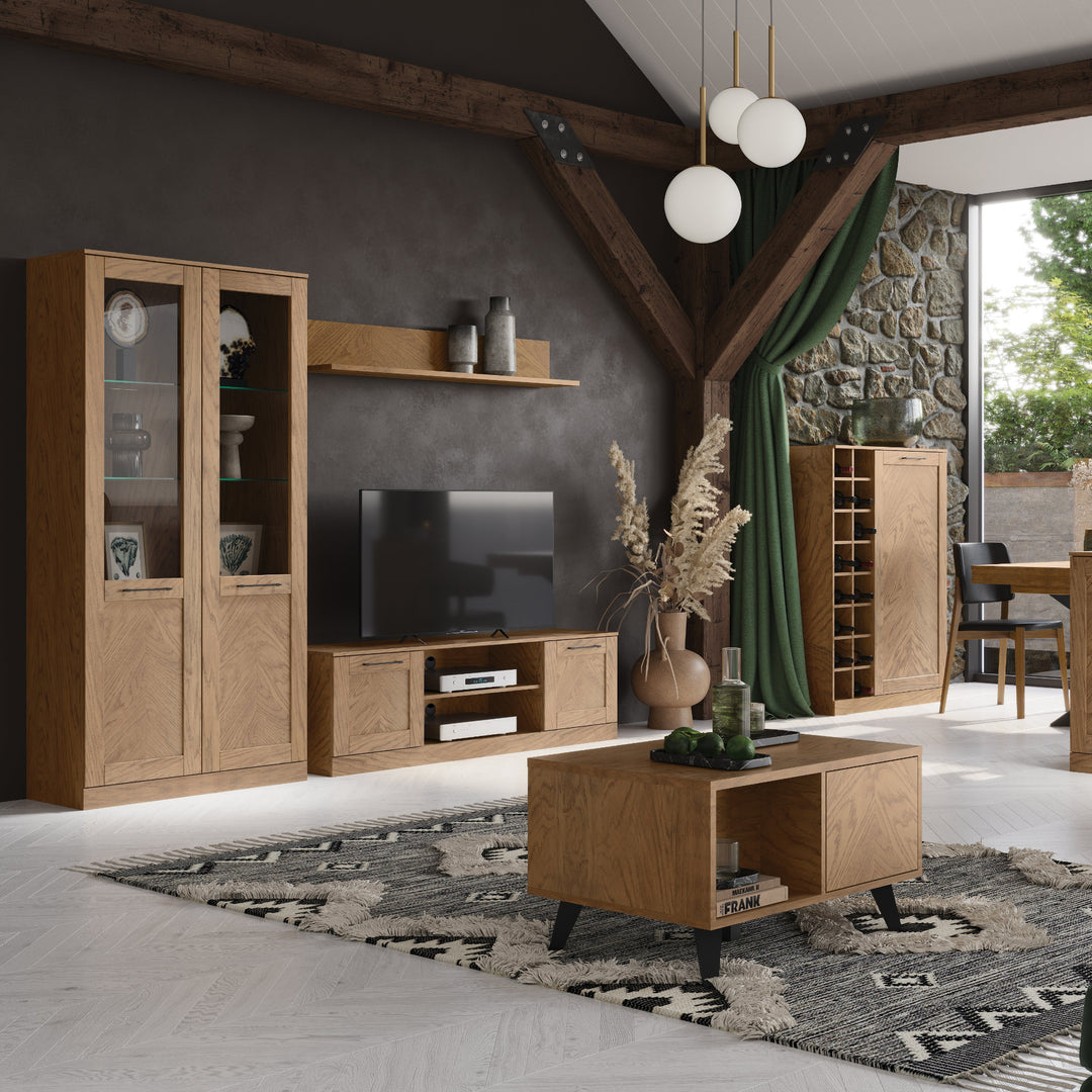 Vetrina rustica in rovere oliato COZY 10, 65×198×42 cm | VESKOR