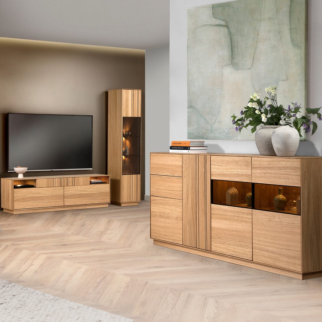 Vetrina in rovere miele JOIN 10, 40×40×195 cm | VESKOR