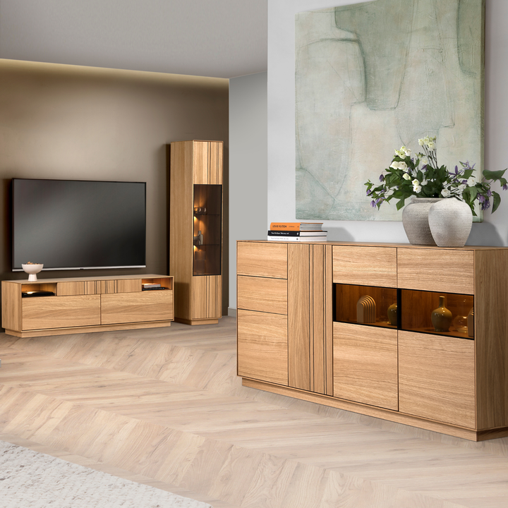 Vetrina in rovere miele JOIN 10, 40×40×195 cm | VESKOR