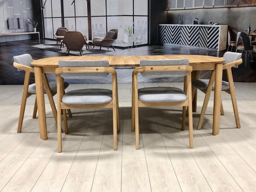 Tavolo da pranzo rotondo allungabile in legno massiccio di rovere Victoria | VESKOR