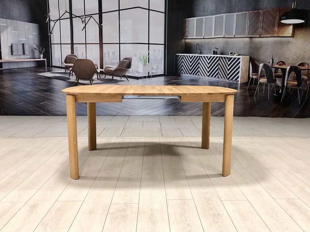 Tavolo da pranzo rotondo allungabile in legno massiccio di rovere Victoria | VESKOR