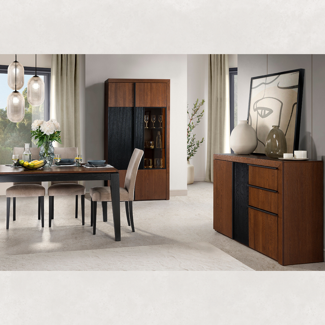 Vetrina in rovere PARIS 12, 42x202x106 cm | VESKOR