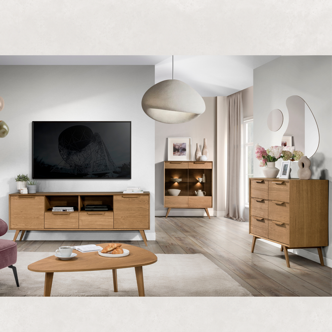 Porta TV in rovere rustico LEO 25, 206,1x76x49,5 cm | VESKOR