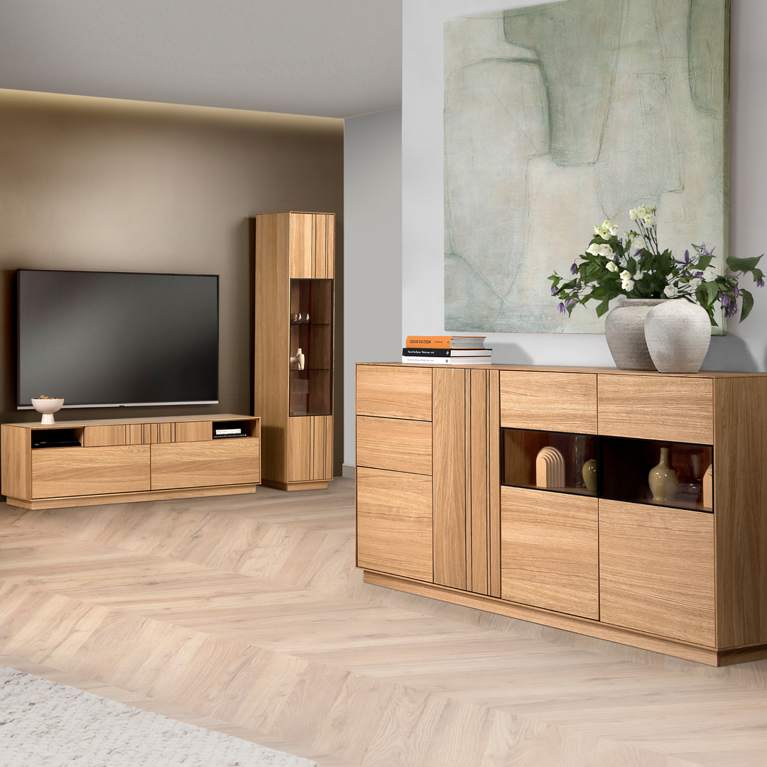 Porta TV in rovere miele JOIN 25, 180×52×40 cm | VESKOR