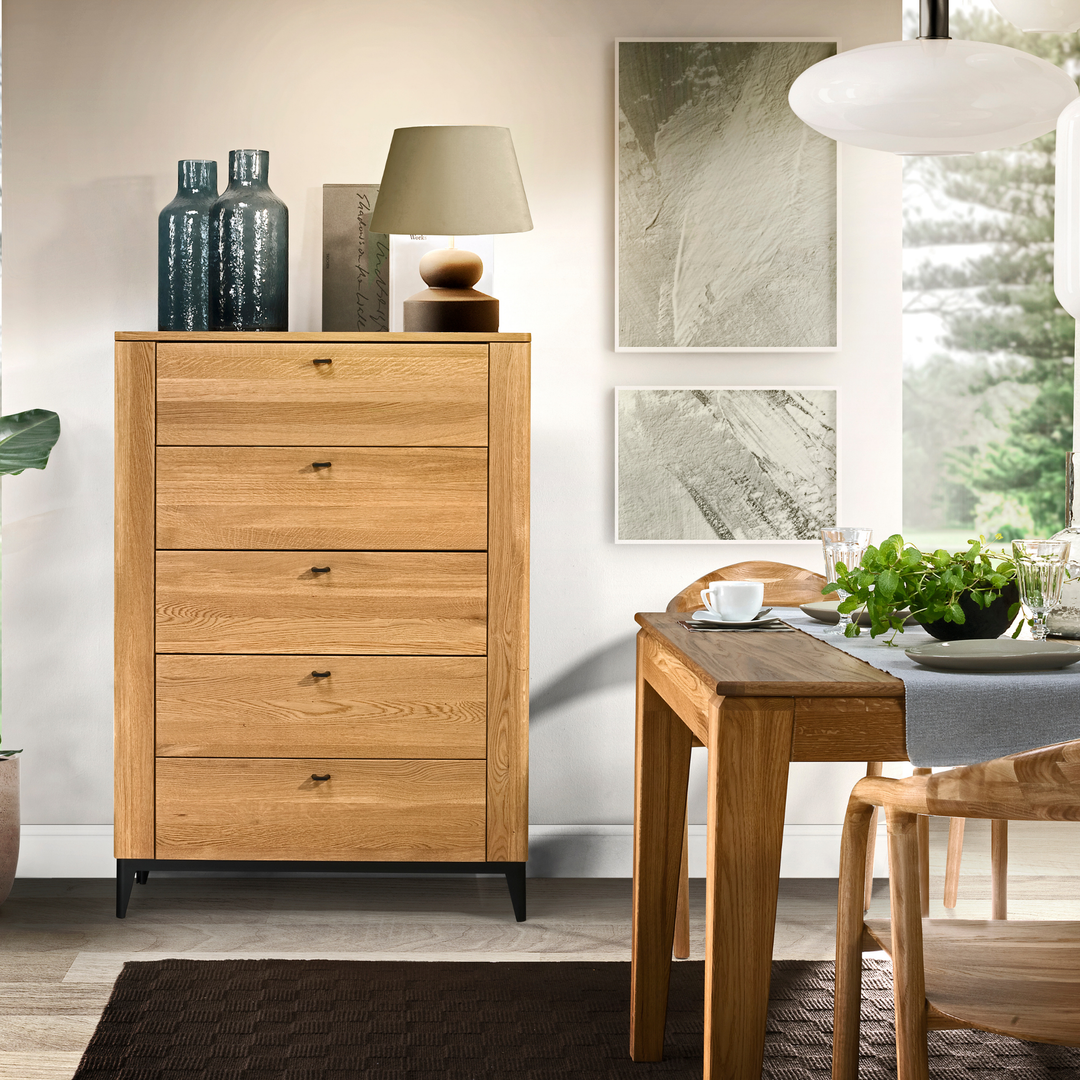 Cassettiera in rovere OPORTO 75, 90x128x42 cm | VESKOR