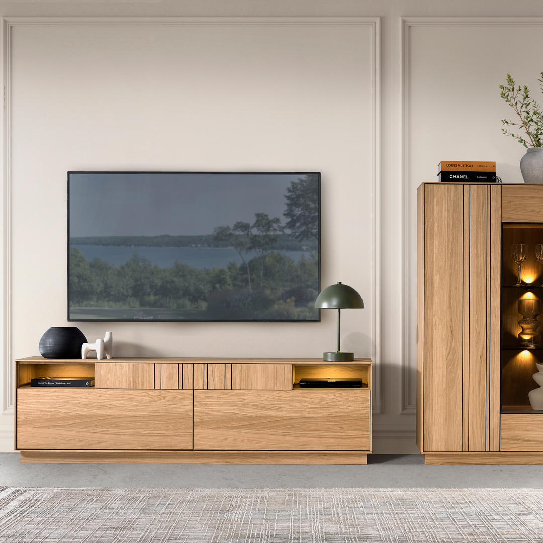 Porta TV in rovere miele JOIN 25, 180×52×40 cm | VESKOR