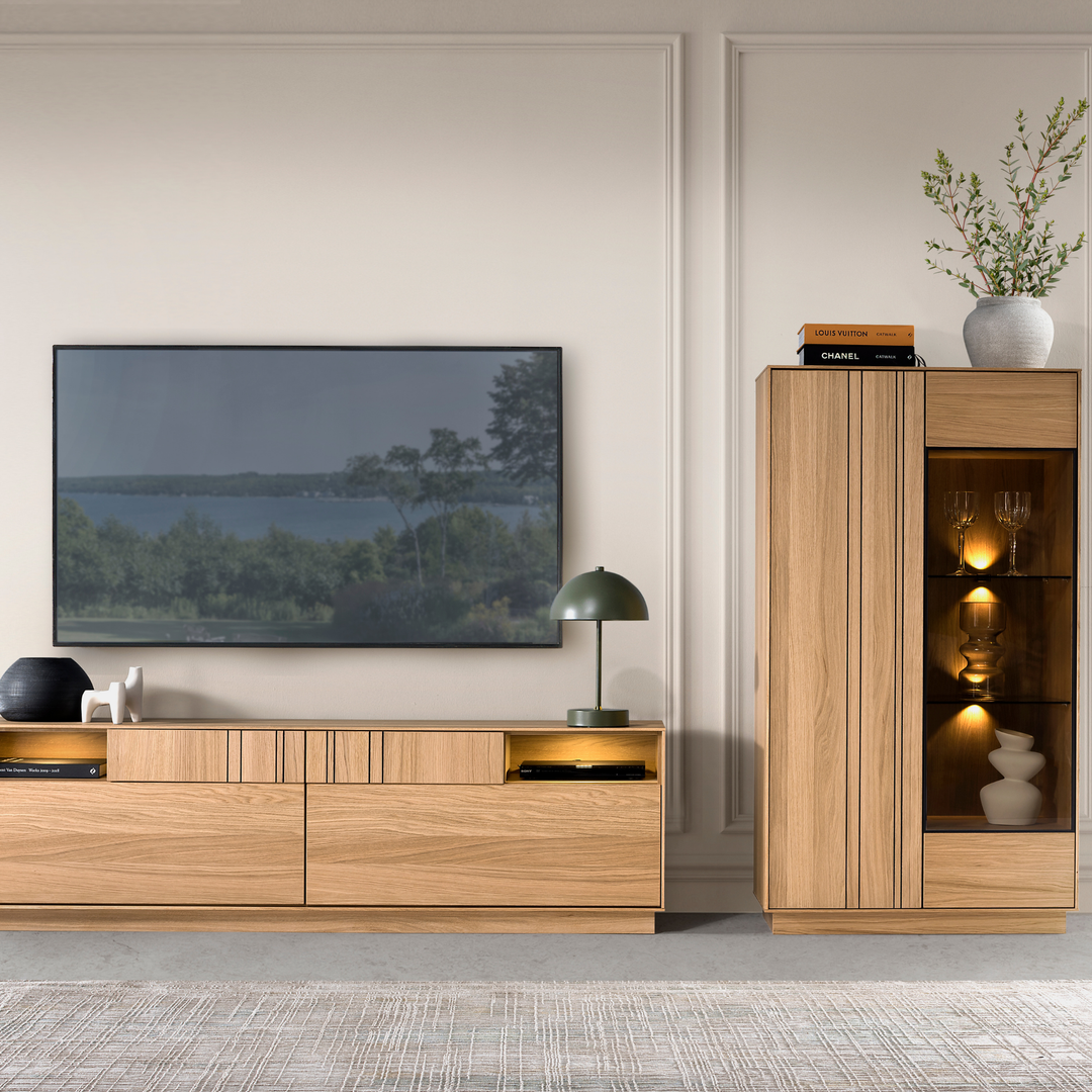 Vetrina in rovere miele JOIN 15, 80×40×144 cm | VESKOR