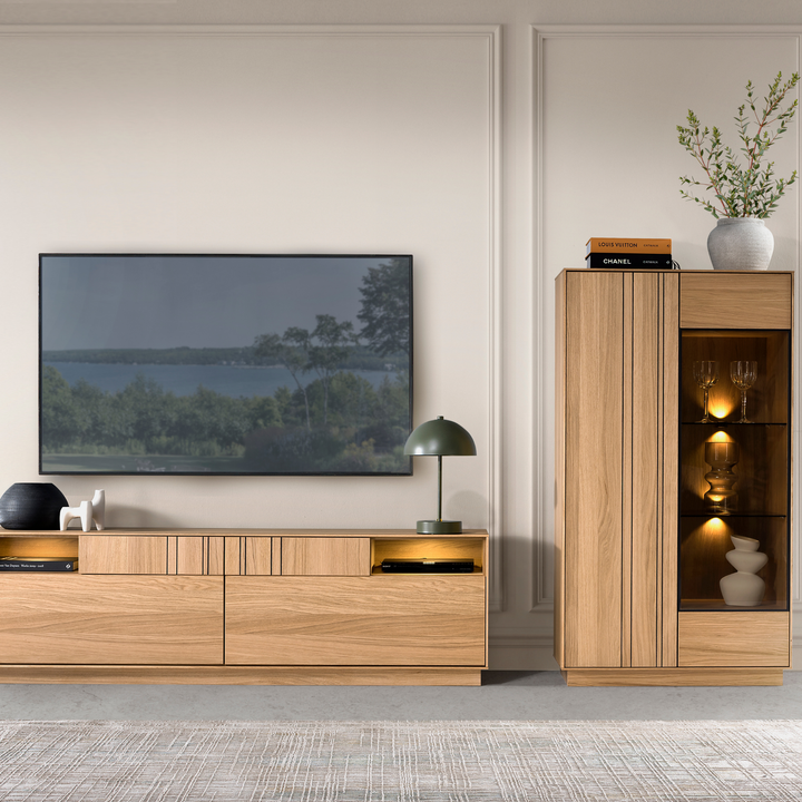 Vetrina in rovere miele JOIN 15, 80×40×144 cm | VESKOR