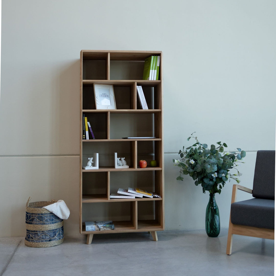 Libreria in legno massiccio SVEZIA 1, 80 x 42 x 180 cm | VESKOR