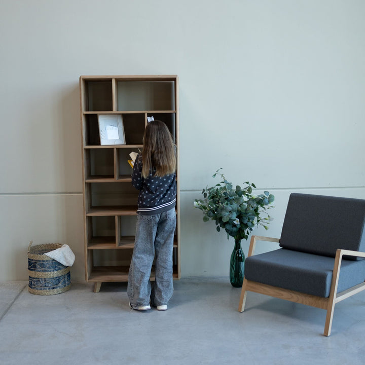 Libreria in legno massiccio SVEZIA 1, 80 x 42 x 180 cm | VESKOR