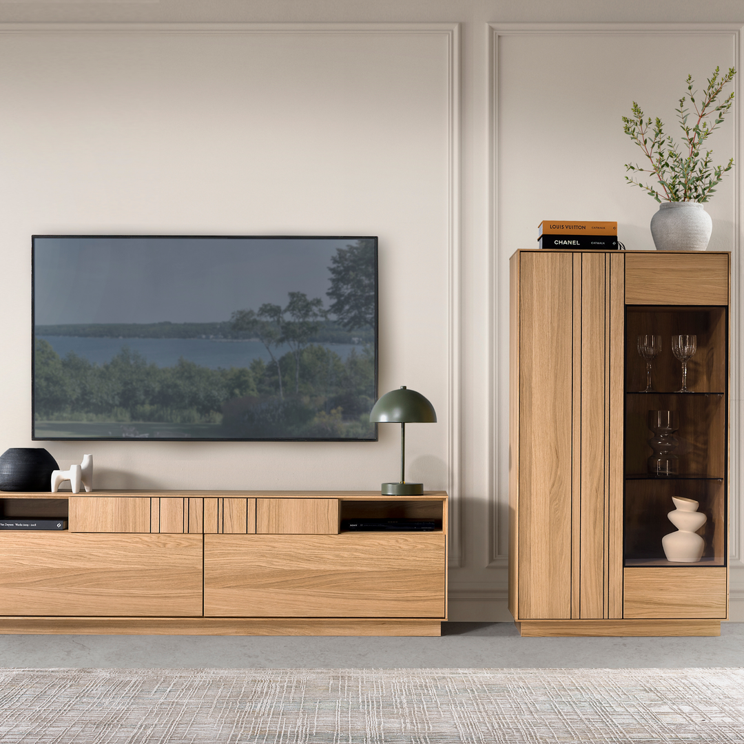 Vetrina in rovere miele JOIN 15, 80×40×144 cm | VESKOR