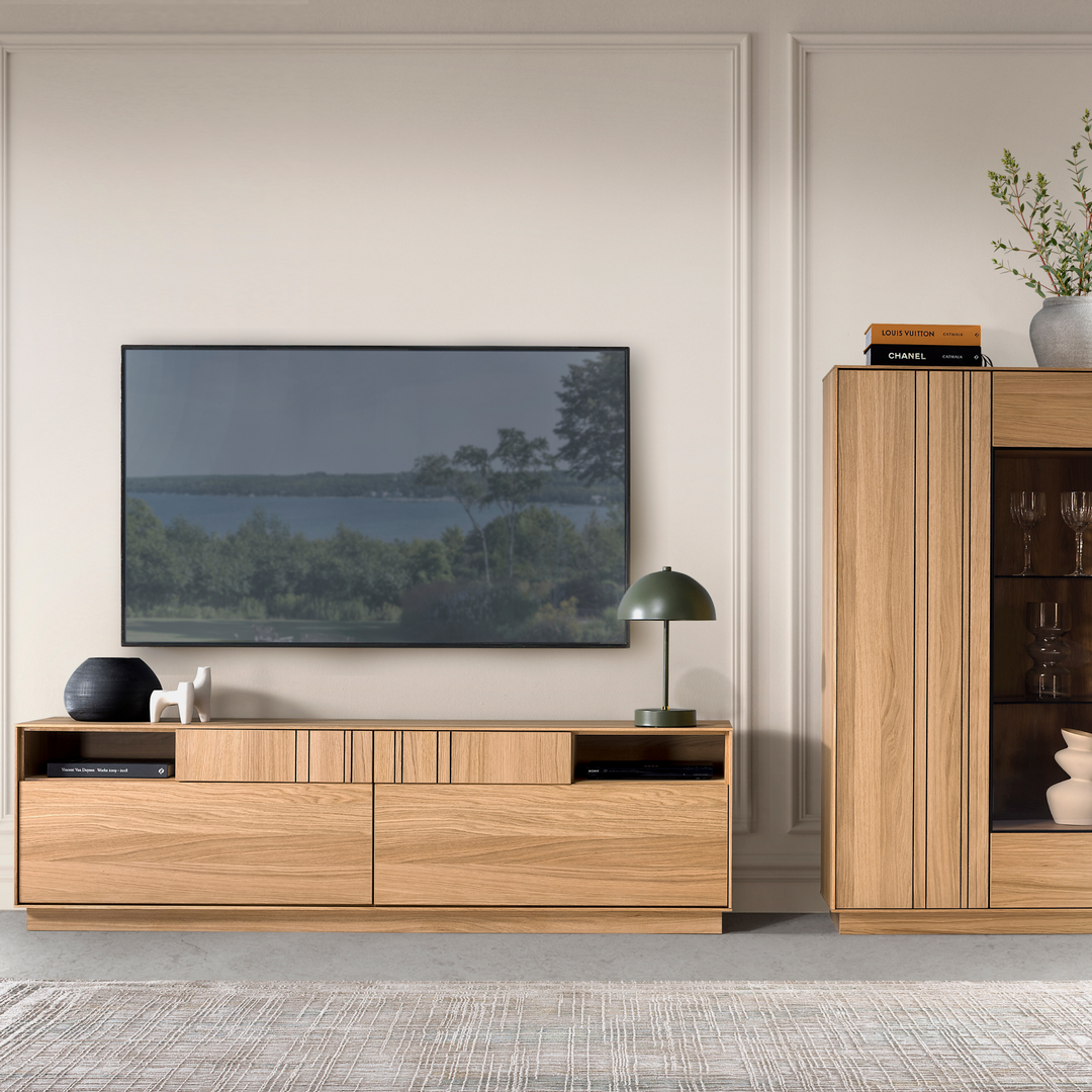 Porta TV in rovere miele JOIN 25, 180×52×40 cm | VESKOR