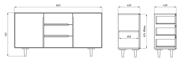 VESKOR Amandi cassettiera 323 in legno massiccio di rovere mobili nordici moderni 