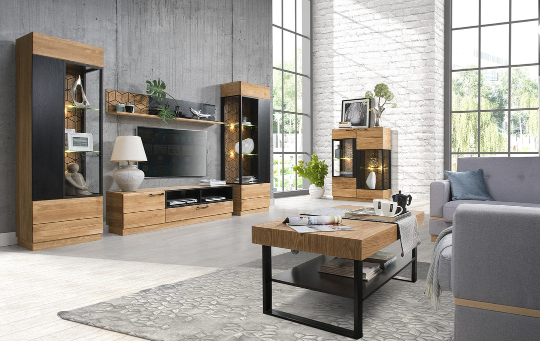 VESKOR Mobili in rovere Mozaik, vetrina, credenza, cassettiera, tavolo da pranzo, tavolino, moderno, elegante, design nordico