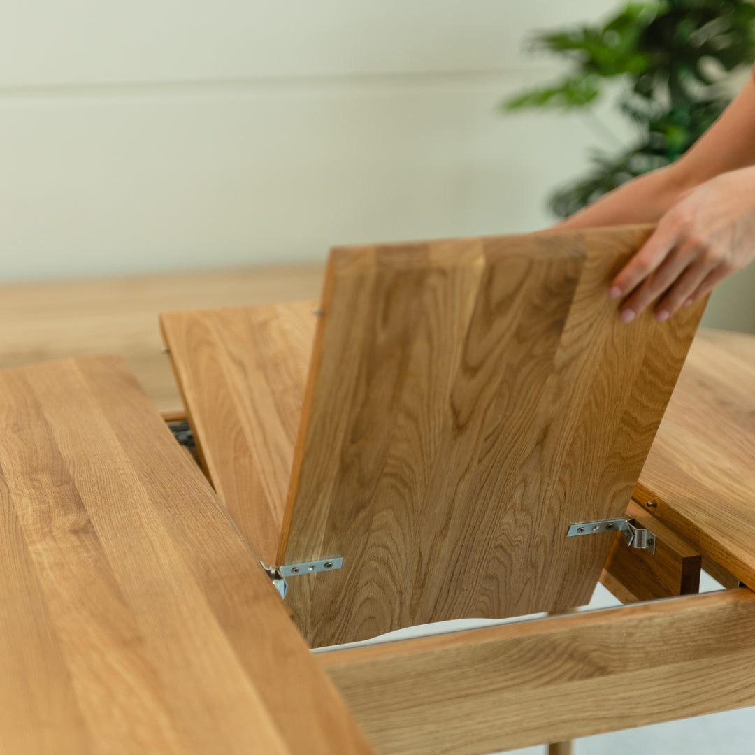 VESKOR Tavolo da pranzo rotondo allungabile Malmo in legno massiccio di quercia moderno nordico