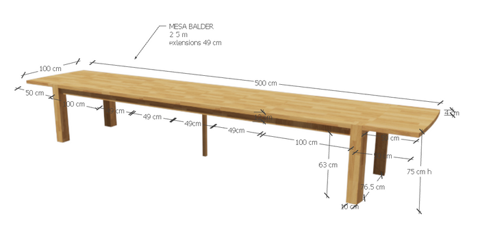 VESKOR Tavolo da pranzo rettangolare allungabile Balder in legno massiccio di quercia Mobili moderni nordici Dimensioni