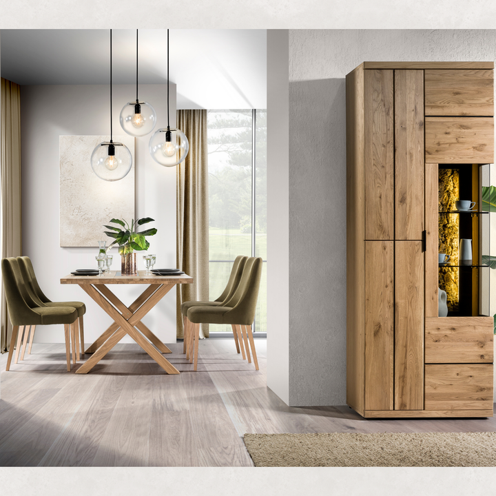 Vetrina in rovere mandorlato NAPOLI, 75×42×205 cm | VESKOR