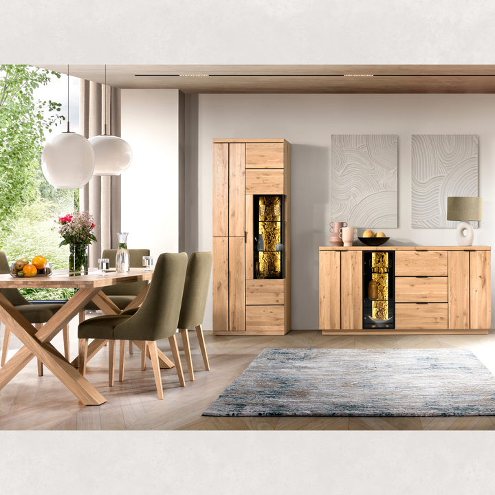 Vetrina in rovere mandorlato NAPOLI, 75×42×205 cm | VESKOR