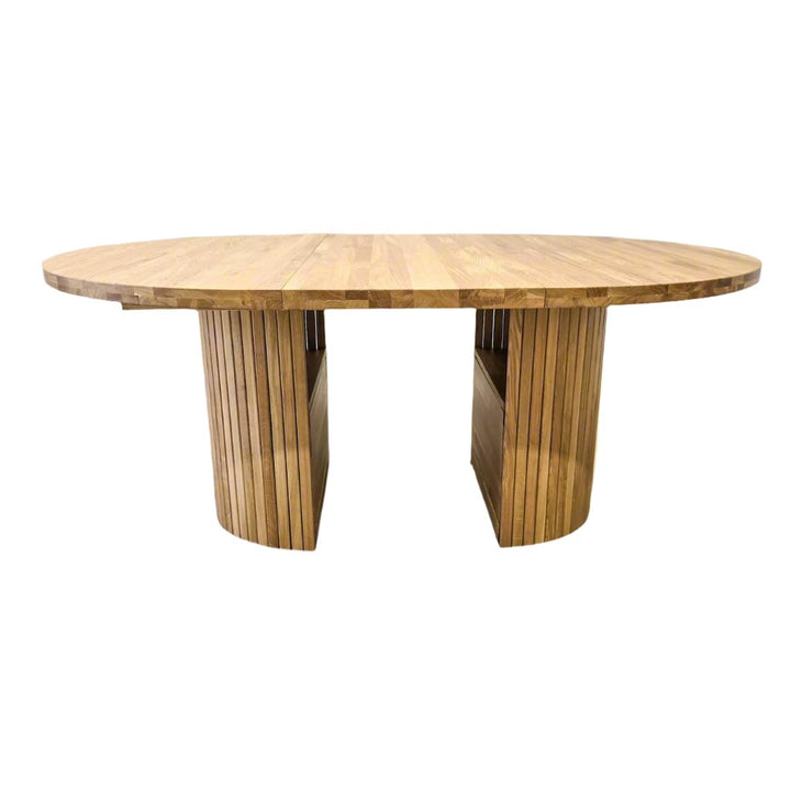 VESKOR Tavolo da pranzo rotondo allungabile in rovere massiccio ROMA 135-235 x 135 x 75 cm.