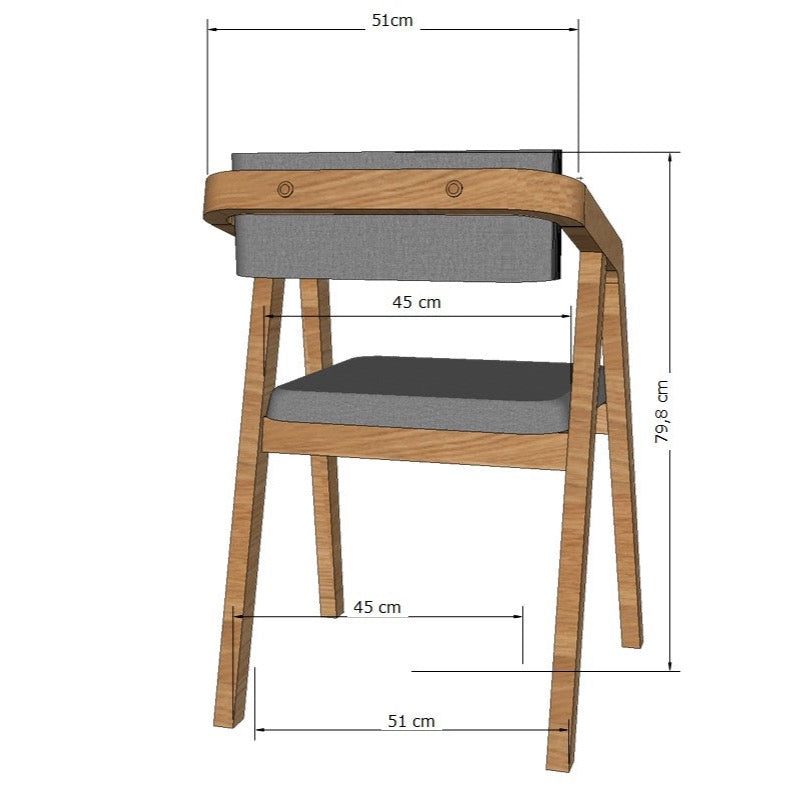  VESKOR Set di 2 sedie da pranzo imbottite in rovere massiccio Soho
