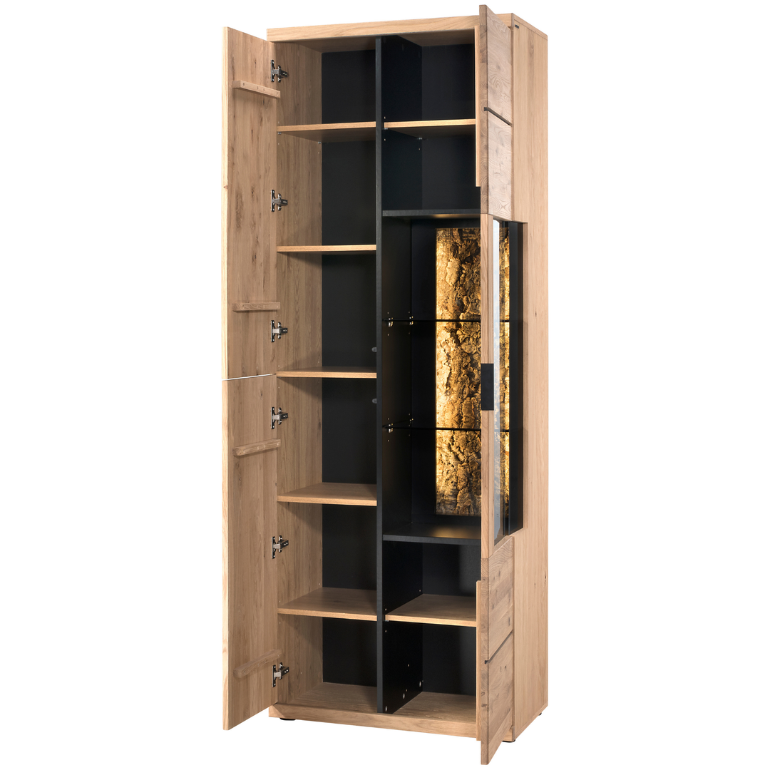 Vetrina in rovere mandorlato NAPOLI, 75×42×205 cm | VESKOR