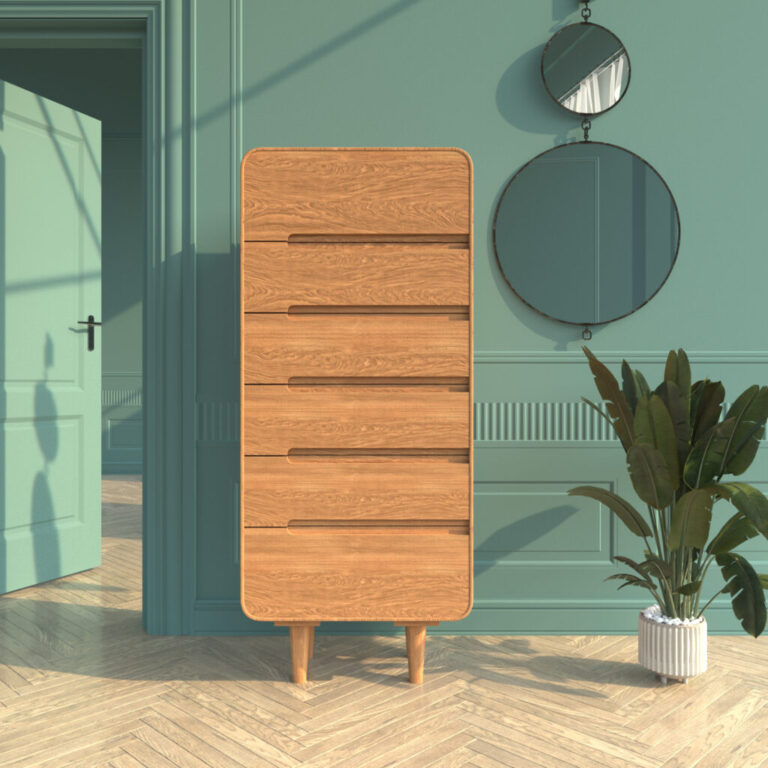 VESKOR Amandi cassettiera 6 cassetti in legno massiccio di quercia mobili nordici moderni