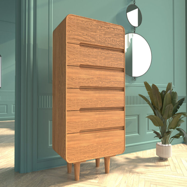 VESKOR Amandi cassettiera 6 cassetti in legno massiccio di quercia mobili nordici moderni