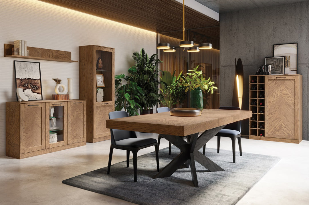 Vetrina rustica in rovere oliato COZY 12, 95×200×42 cm | VESKOR