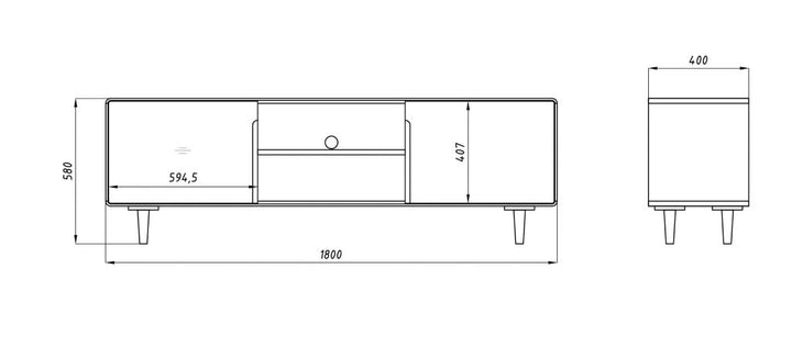 VESKOR Amandi porta TV in legno massiccio di quercia, arredamento moderno nordico 