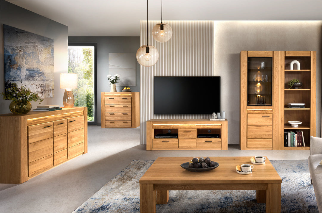 Porta TV in legno di quercia VELVET 25, 161x42x58 cm. | VESKOR