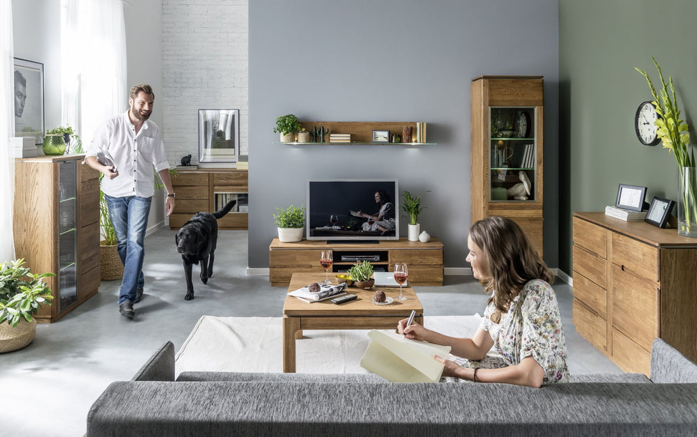 VESKOR Montenegro mobili in legno di quercia, vetrina, credenza, cassettiera, tavolo da pranzo, tavolino, moderno, elegante, design nordico
