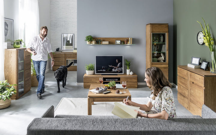 VESKOR Montenegro mobili in legno di quercia, vetrina, credenza, cassettiera, tavolo da pranzo, tavolino, moderno, elegante, design nordico